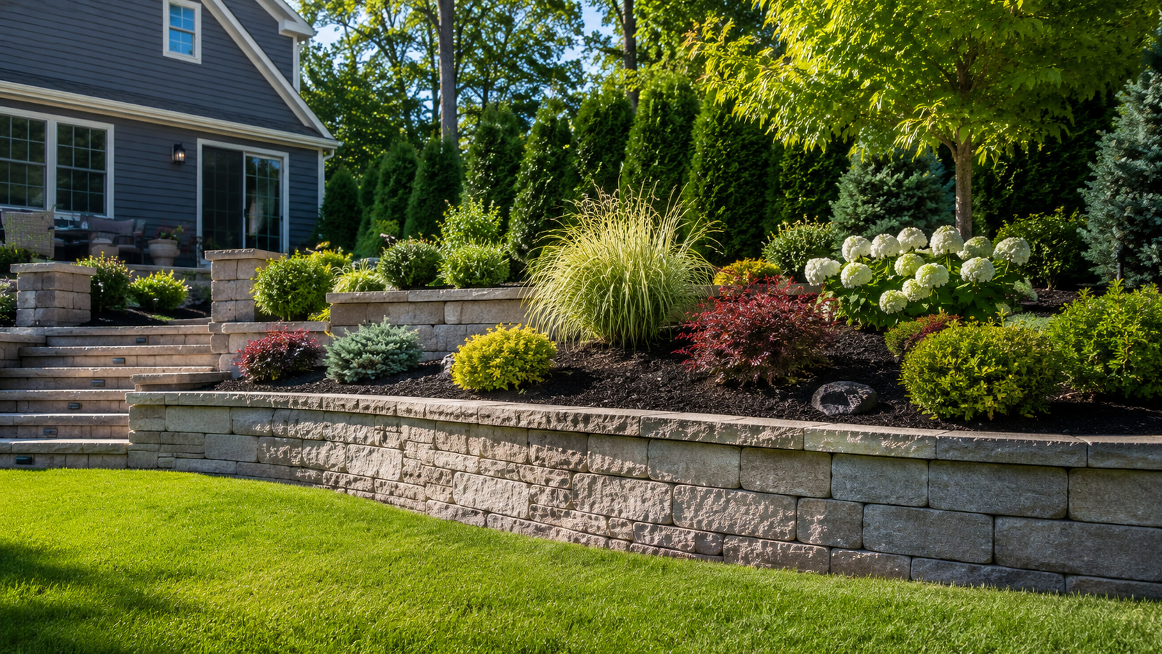 Irrigation sprinkler adjustment on a well-maintained landscape