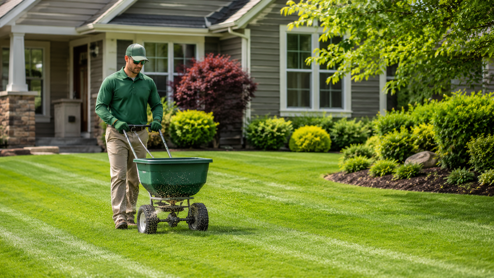 Landscape edging work creating a crisp boundary line along turf